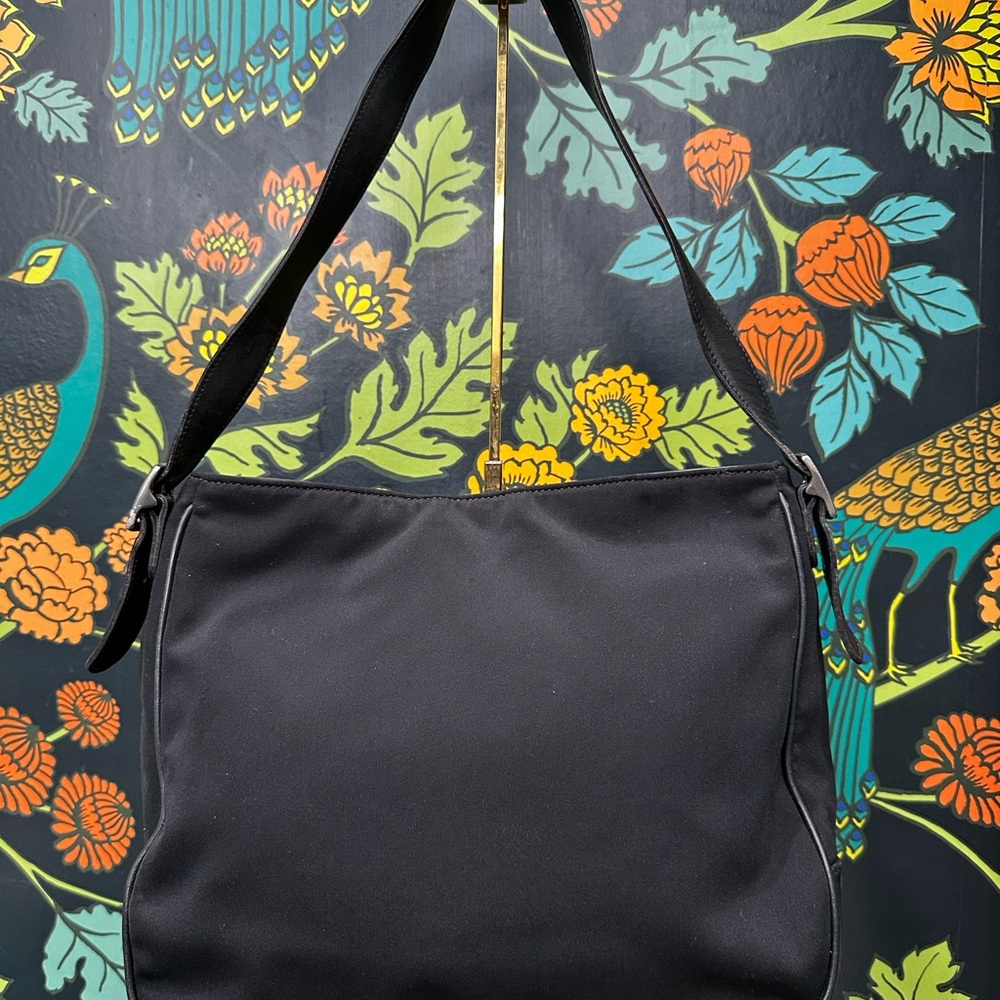 Vintage Coach Black Nylon Shoulder Bag Leather Trim Made in Costa Rica - Picture 10 of 13